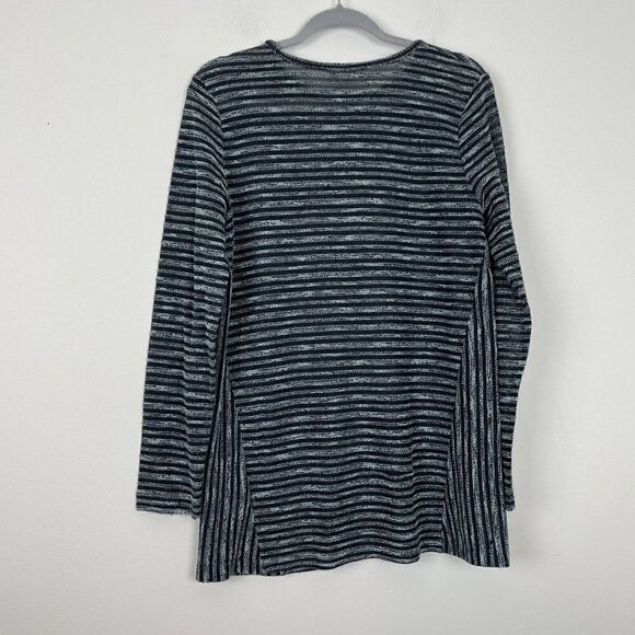 J Jill Blue Striped Long Sleeve Top Textured Woman’s Size Medium - Picture 7 of 8